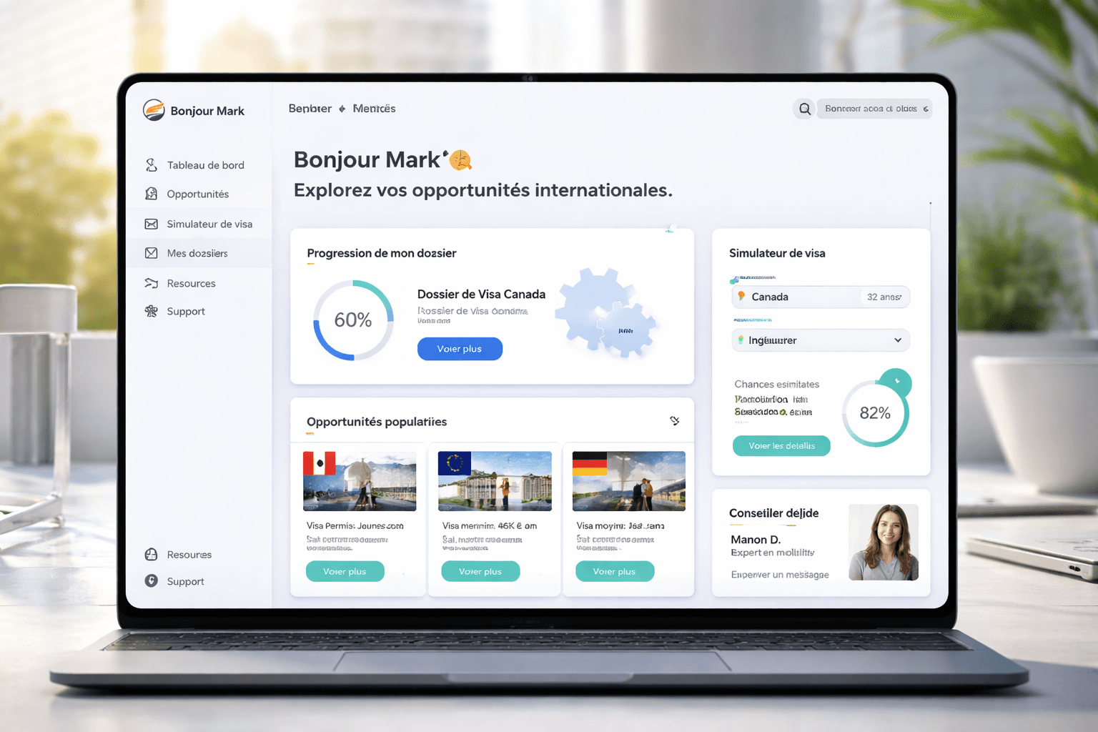 Espace de suivi HERMES pour un dossier de visa